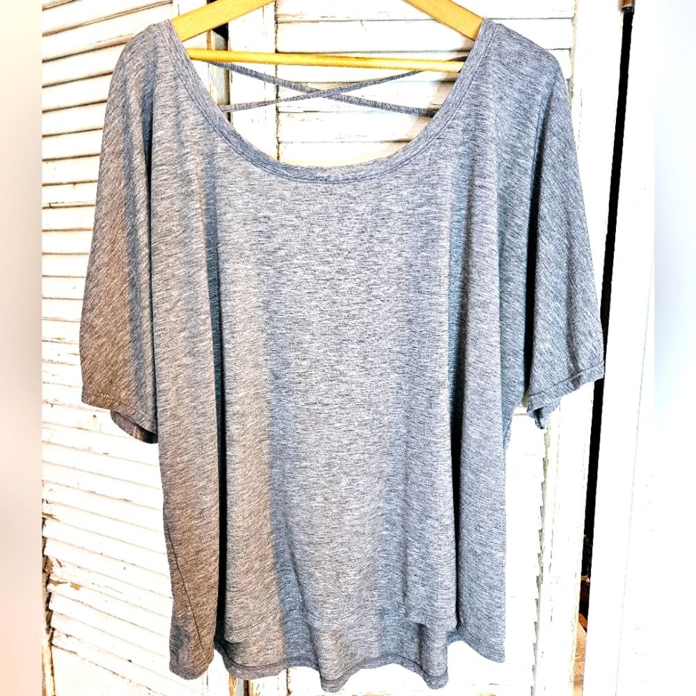 GAP Fit Heather Grey Draped Open Back Top  XL